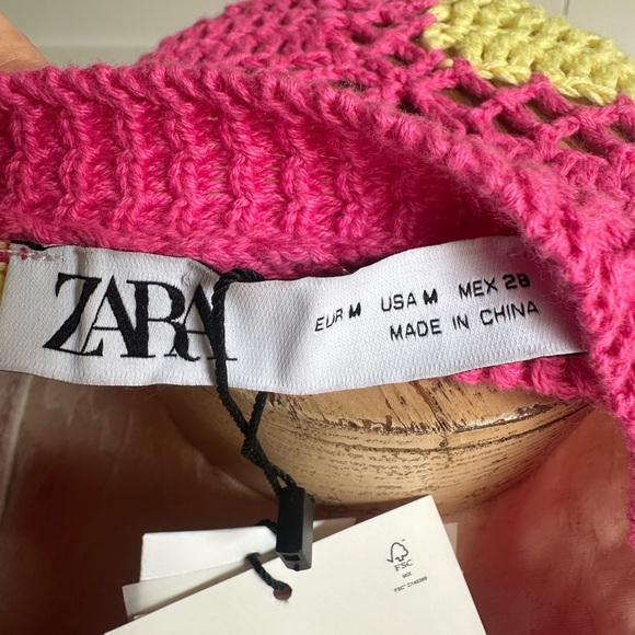Zara Pink and Yellow Crochet Cardigan - Picture 4 of 5